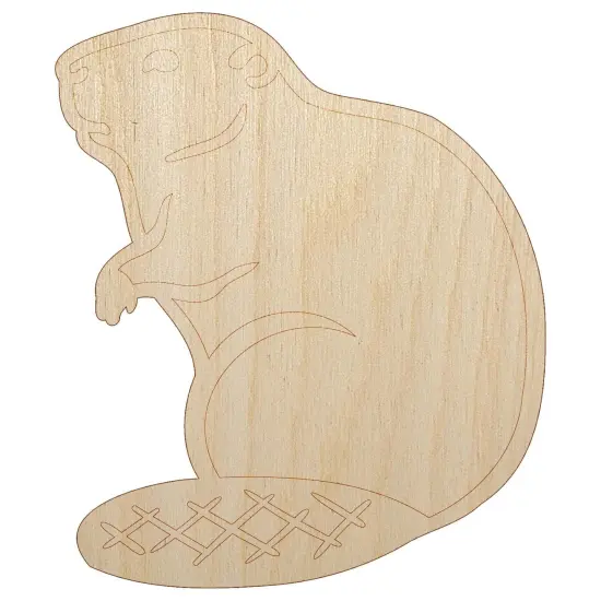 Beaver Sitting Unfinished Wood Shape Piece Cutout for DIY Craft Projects {7}