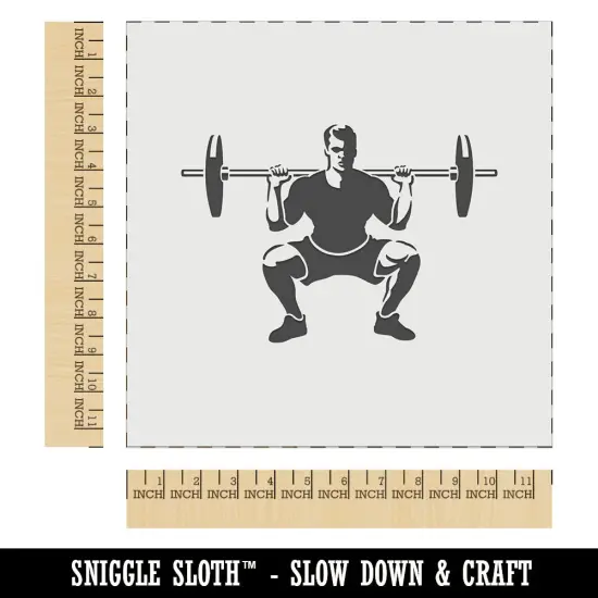Squat Weightlifting Exercise Workout Gym Wall Cookie DIY Craft Reusable Stencil {1}