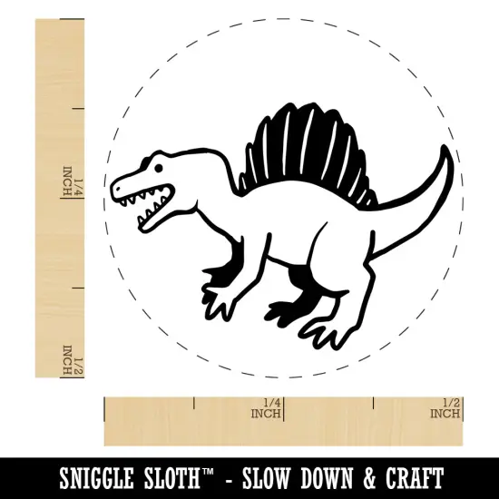 Hungry Spinosaurus Dinosaur with Sail Spines Self-Inking Rubber Stamp for Stamping Crafting Planners Lime Green {1}