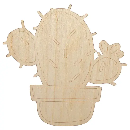 Hand Drawn Prickly Pear Cactus Doodle Unfinished Wood Shape Piece Cutout for DIY Craft Projects {7}