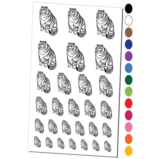 Chubby Fat Tiger Temporary Tattoo Water Resistant Fake Body Art Set Collection Brown {1}