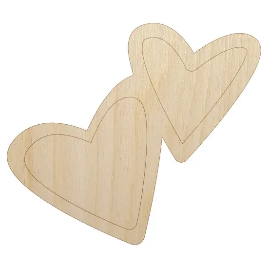 Pair of Hearts Love Unfinished Wood Shape Piece Cutout for DIY Craft Projects {1}