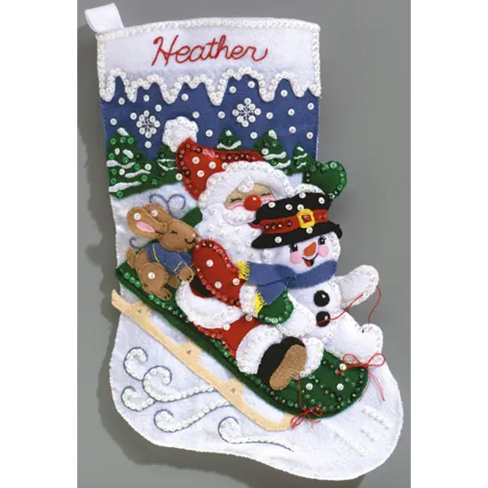 Janlynn Felt Stocking Applique Kit 16.5" Long-Christmas Fun {2}
