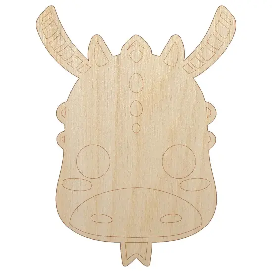 Charming Kawaii Chibi Dragon Face Blushing Cheeks Fantasy Unfinished Wood Shape Piece Cutout for DIY Craft Projects {7}