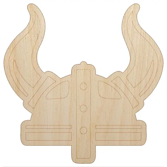 Viking Horned Helmet Unfinished Wood Shape Piece Cutout for DIY Craft Projects {7}