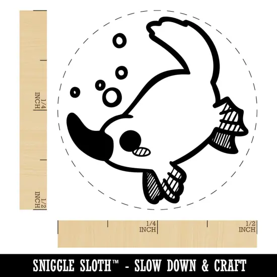 Swimming Kawaii Chibi Duck Billed Platypus Self-Inking Rubber Stamp for Stamping Crafting Planners Brown {1}