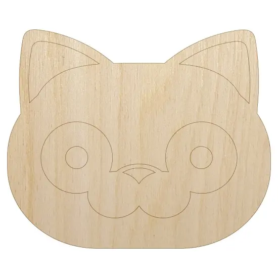 Round Cat Face Shocked Unfinished Wood Shape Piece Cutout for DIY Craft Projects {7}