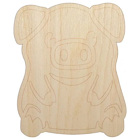 Cute Little Pig Sitting Unfinished Wood Shape Piece Cutout for DIY Craft Projects {7}