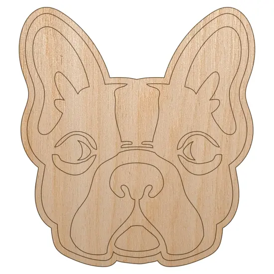 French Bulldog Face Unfinished Wood Shape Piece Cutout for DIY Craft Projects {7}