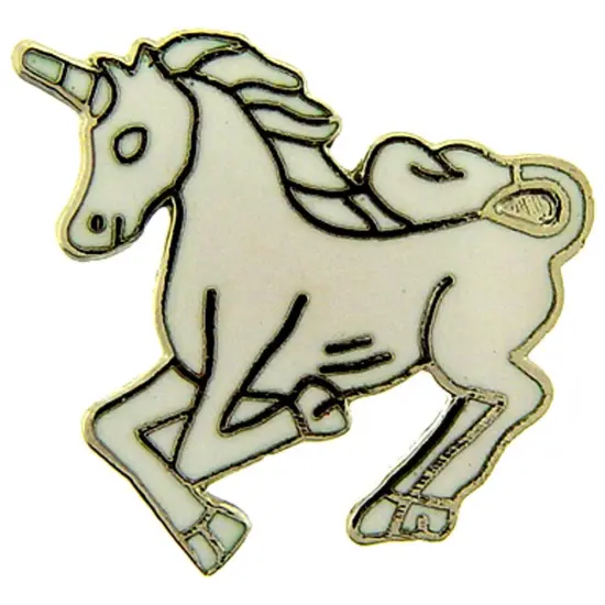 Unicorn Pin White 1" {1}