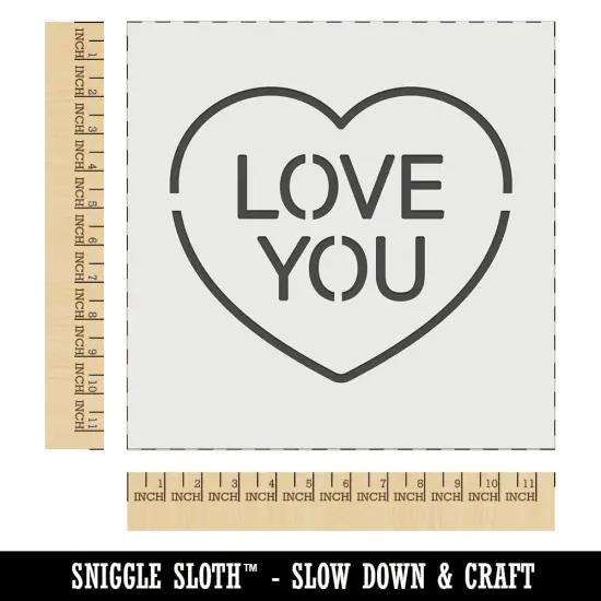 Love You Conversation Heart Love Valentine's Day Wall Cookie DIY Craft Reusable Stencil {1}