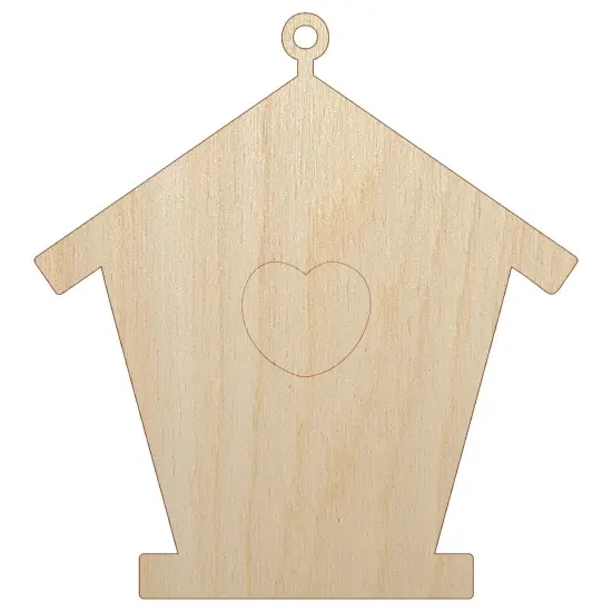 Birdhouse Silhouette with Heart Unfinished Wood Shape Piece Cutout for DIY Craft Projects {7}