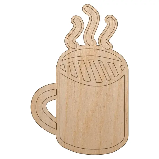 Steaming Coffee Mug Doodle Unfinished Wood Shape Piece Cutout for DIY Craft Projects {7}