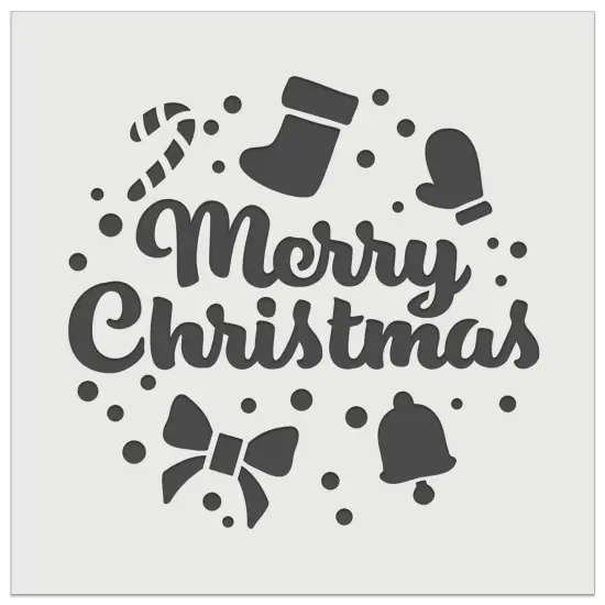 Merry Christmas Holiday Elements Wall Cookie DIY Craft Reusable Stencil {2}