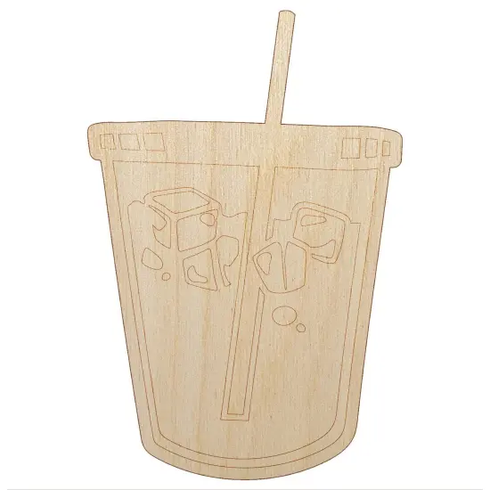 Iced Coffee Drink Unfinished Wood Shape Piece Cutout for DIY Craft Projects {7}