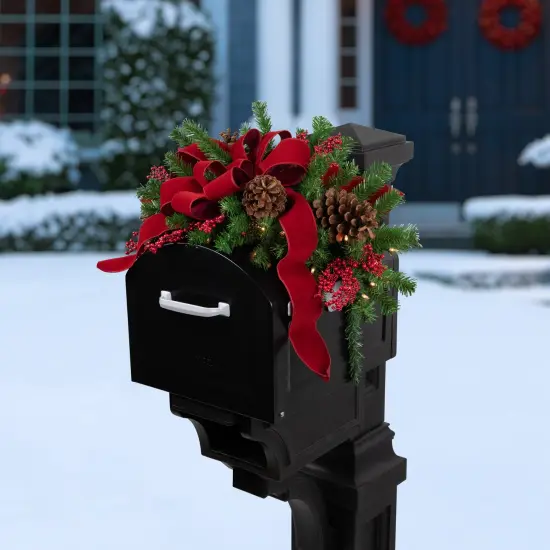 Northlight Pre-Lit Dorchester Pine Artificial Christmas Swag - 28" - Clear Lights Green {3}