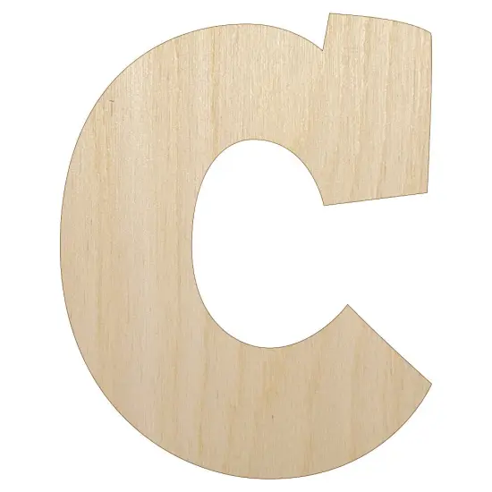 Letter C Uppercase Fun Bold Font Unfinished Wood Shape Piece Cutout for DIY Craft Projects {1}