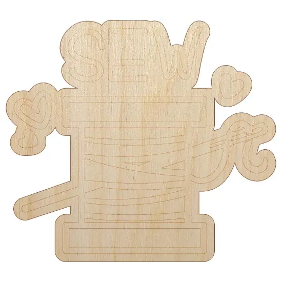 Spool of Thread Sew Sewing Unfinished Wood Shape Piece Cutout for DIY Craft Projects {7}