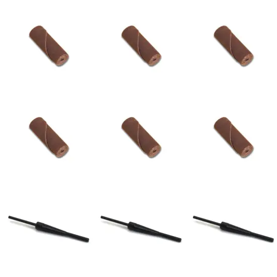 6 Jeweler Polishing Cartridges 1 1/2"x1/2" Fine Grit & 3 Mandrels 3/32" Shank {1}
