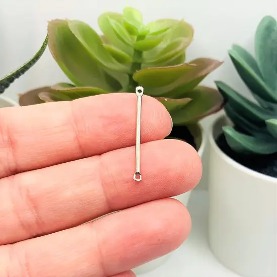 4, 20 or 50 Pieces: Silver Toned 25x2mm Simple Minimalist Bar Connectors {3}