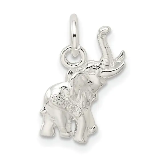Sterling Silver Elephant Charm Pendant Africa Animal Jewerly 18mm x 10mm {4}