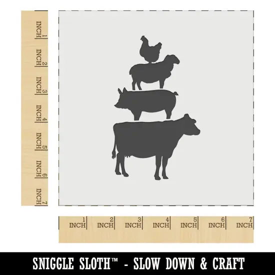 Chicken Sheep Pig Cow Stacked Farm Animals Wall Cookie DIY Craft Reusable Stencil {1}