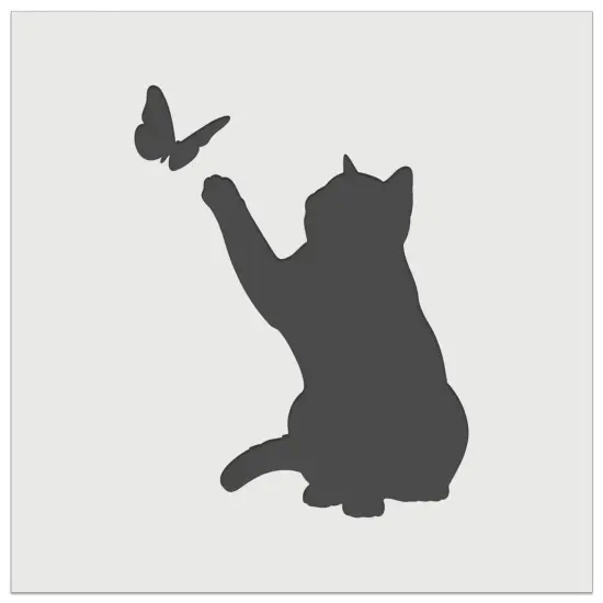 Cat Playing with Butterfly Wall Cookie DIY Craft Reusable Stencil {2}