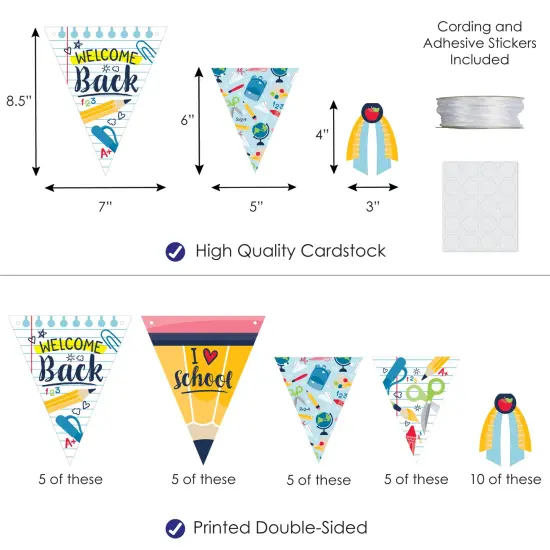 Big Dot of Happiness Back to School - DIY First Day of School Classroom Pennant Garland Decoration - Triangle Banner - 30 Pieces {4}