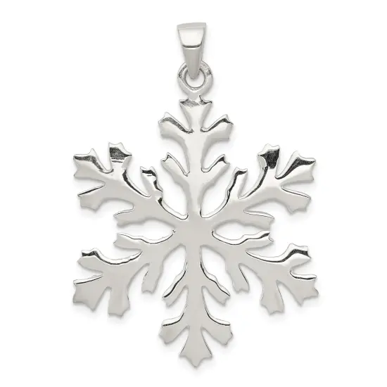 Sterling Silver Snowflake Pendant Charm Winter Jewelry 42 X 30mm  {1}