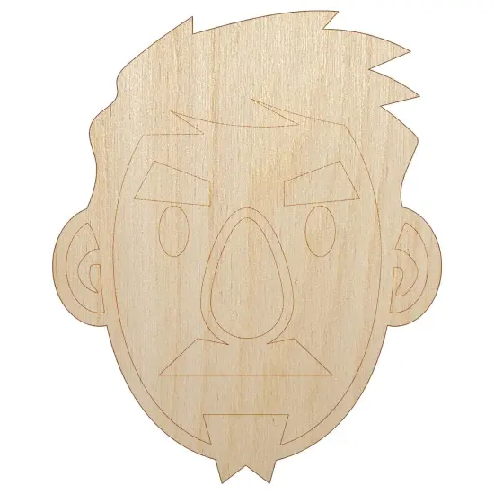 Human Male Character Face Unfinished Wood Shape Piece Cutout for DIY Craft Projects {7}