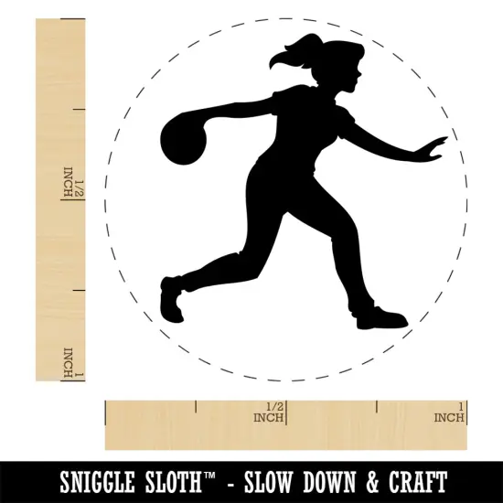 Woman Bowler Bowling Ball Side View Self-Inking Rubber Stamp Ink Stamper for Stamping Crafting Planners Red {1}