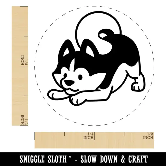 Siberian Husky Play Bow Dog Self-Inking Rubber Stamp for Stamping Crafting Planners Green {1}