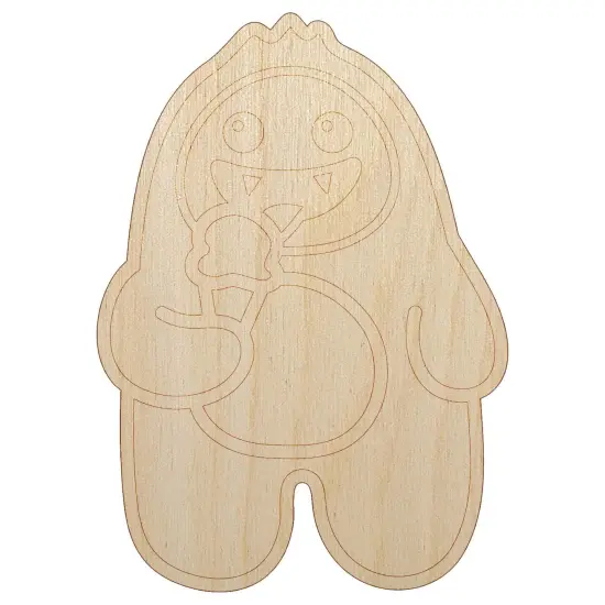 Yeti Abominable Snowman Eating Ice Cream Unfinished Wood Shape Piece Cutout for DIY Craft Projects {1}
