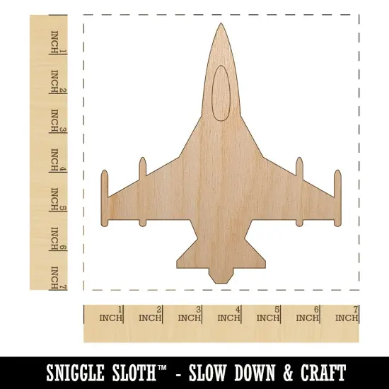 Fighter Jet Military Airplane Unfinished Wood Shape Piece Cutout for DIY Craft Projects {1}