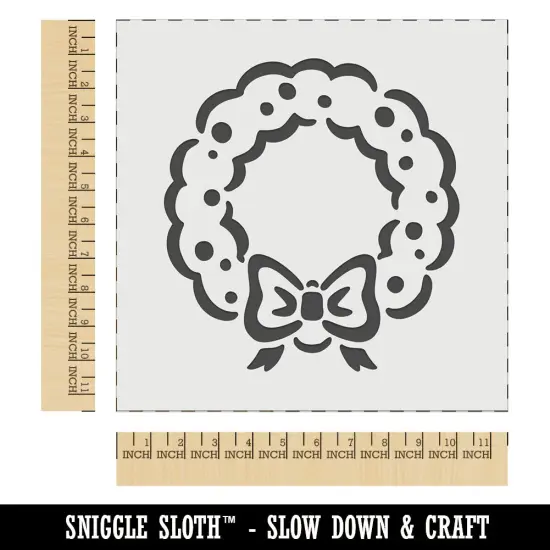 Christmas Wreath with Bow Wall Cookie DIY Craft Reusable Stencil {1}