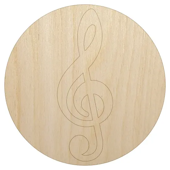 Treble Clef Music in Circle Unfinished Wood Shape Piece Cutout for DIY Craft Projects {7}