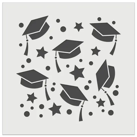 Graduation Caps Repeating Pattern Wall Cookie DIY Craft Reusable Stencil {7}