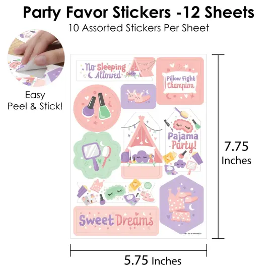 Big Dot of Happiness Pajama Slumber Party - Girls Sleepover Birthday Party Favor Sticker Set - 12 Sheets - 120 Stickers {4}