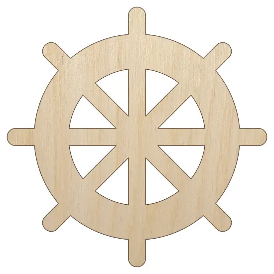 Ship Wheel Nautical Boat Unfinished Wood Shape Piece Cutout for DIY Craft Projects {1}