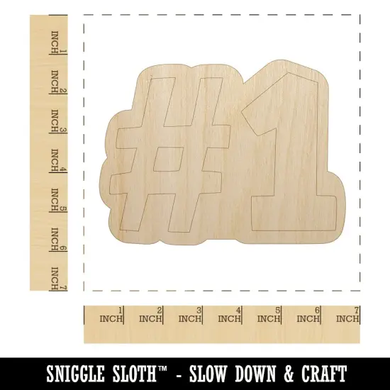 #1 Number One Fun Text Unfinished Wood Shape Piece Cutout for DIY Craft Projects {1}