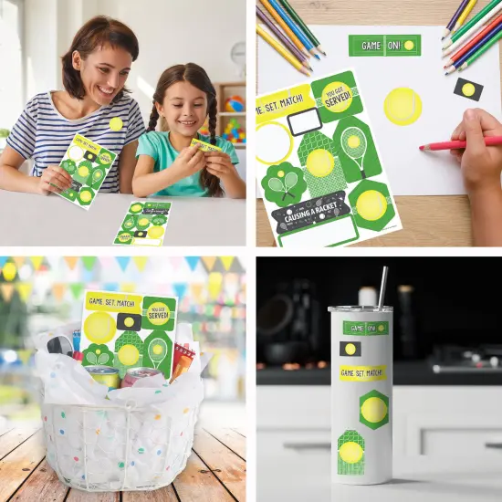 Big Dot of Happiness You Got Served - Tennis - Baby Shower or Tennis Ball Birthday Party Favor Sticker Set - 12 Sheets - 120 Stickers {6}