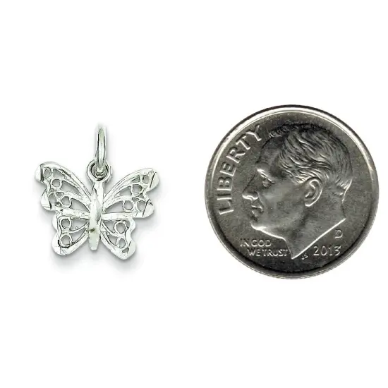 Sterling Silver Filigree Butterfly Charm Pendant Jewerly 20mm x 17mm {2}
