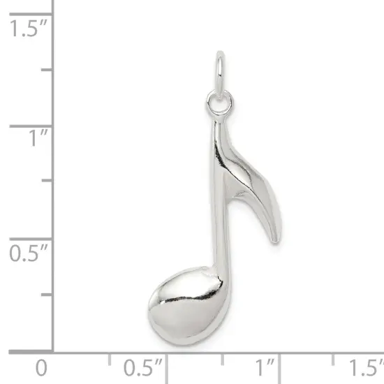 Sterling Silver Music Note Charm Pendant Jewelry 27mm x 15mm {2}