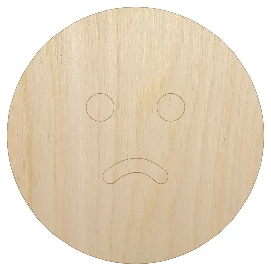 Sad Frown Face Emoticon Unfinished Wood Shape Piece Cutout for DIY Craft Projects {7}
