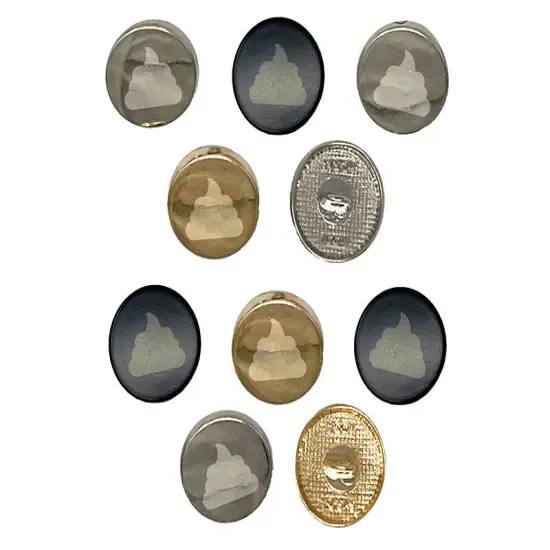 Poop Symbol Emoticon Solid 0.6" (15mm) Round Metal Shank Buttons for Sewing - Set of 10 Gold Color {1}