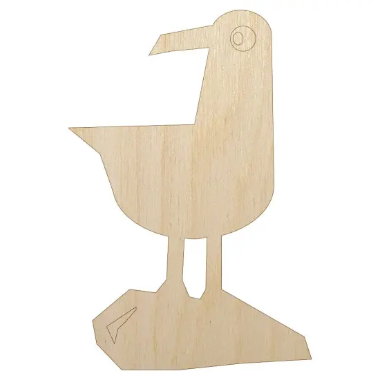 Cute Seagull Bird on Rock Unfinished Wood Shape Piece Cutout for DIY Craft Projects {2}