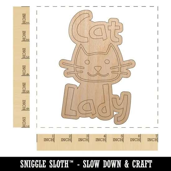 Cat Lady Cuteness Unfinished Wood Shape Piece Cutout for DIY Craft Projects {1}