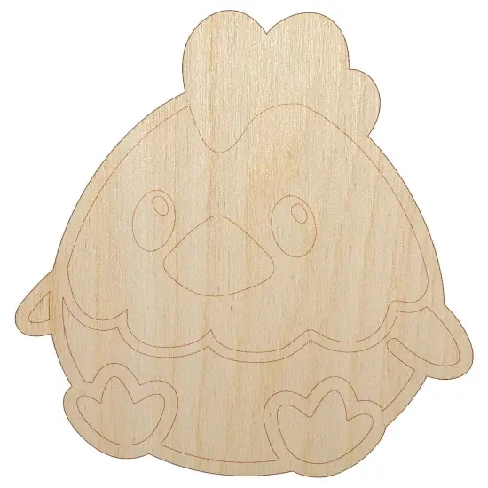 Cute Sitting Chicken Unfinished Wood Shape Piece Cutout for DIY Craft Projects {7}