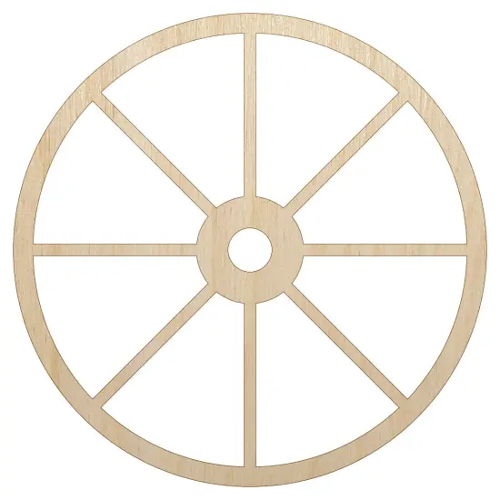 Wagon Wheel Solid Unfinished Wood Shape Piece Cutout for DIY Craft Projects {1}