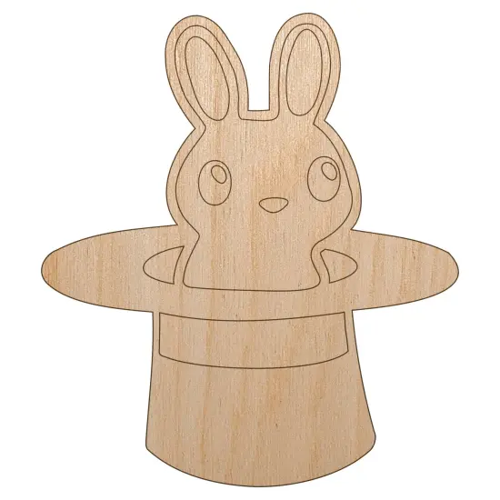 Cute Bunny Rabbit in Magician Hat Unfinished Wood Shape Piece Cutout for DIY Craft Projects {7}